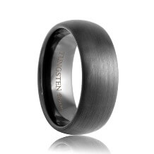 Domed Brushed Black Tungsten Carbide Ring (6mm - 8mm)