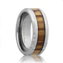 Tungsten Inlay Zebra Wood Wedding Ring (6mm - 8mm)