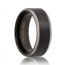 Black Tungsten Band with Brushed Center (6mm - 8mm)