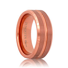 Beveled Rose Gold Tungsten Carbide Band with Satin Finish