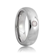 Diamond Solitaire Domed Tungsten Carbide Wedding Band (6mm - 8mm)
