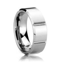Square Faceted Comfort Fit 8mm Tungsten Carbide Wedding Ring