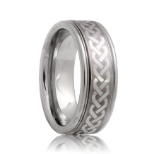 Laser Etched Celtic Knot Pattern Tungsten Wedding Ring (6mm - 8mm)