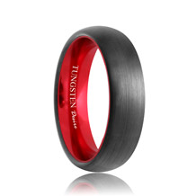 Red Domed Brush Black Tungsten Carbide Band