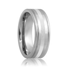 Dual Grooved Tungsten Ring with Platinum Inlay (6mm - 8mm)