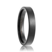 Flat Black 4mm Brushed Black Tungsten Carbide Wedding Band