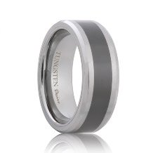 Beveled Tungsten Band with Ceramic Inlay (6mm - 8mm)