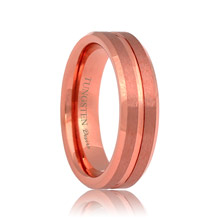 Beveled Tungsten Carbide Band with Matte Rose Gold Finish