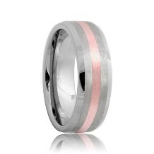 Beveled Brushed Rose Gold Inlaid Tungsten Band (6mm - 8mm)
