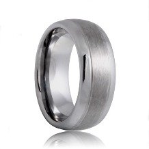 Domed Dual Groove Brushed Center Polished Edges Tungsten Jewelry Band